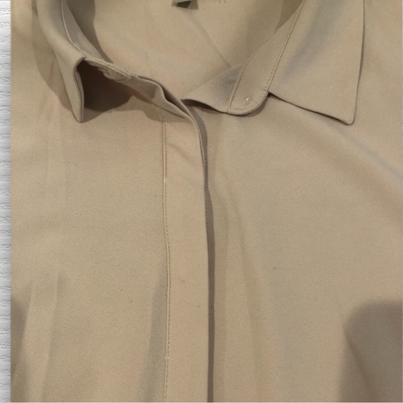 Joan Vass cream button down tunic with high slit - Picture 8 of 12